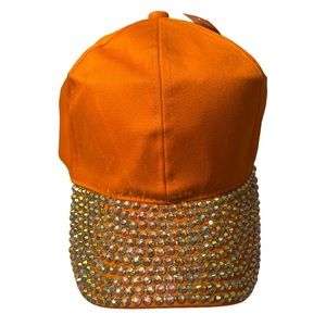 Orange Hat Bling With Crystal Gems Design NWT
